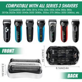 32S Series 3 Shaving Foil and Shaving Head Replacement Cassette, Compatible with Braun S3 Shaving Head for Braun S3 3040s 3010s 310s 3000s 3050cc 3080s 390cc