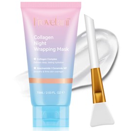 Collagen Night Wrapping Mask, Overnight Wrapping Peel Off Facial Mask Pack, Elasticity & Hydration Care, Collagen Face Mask 75ml,Reduces Sagging & Dullness, (Brush Included) (1PCS)