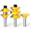 MEIGGTOOL Router Bit Set 1/2-Inch Shank, 3Pcs/Set Extended Tenon Entry