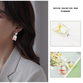 VGOL Pack of 12 Goldfish Water Bag Charms Pendants Decorative Pendant with Goldfish in a Water Bag Pattern Decorated Accessories for DIY Crafts Jewellery Making, Resin