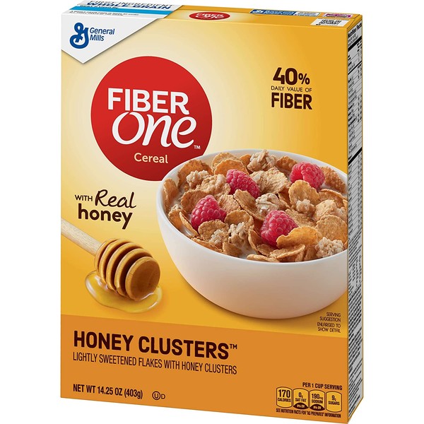 General Mills Fiber One Cereal, Honey Cluster's, 14.25 Oz