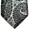 (リトリーズ) RETREEZ ペイズリー アート柄 マイクロファイバー 織り生地 細ネクタイ - ブラック地&シルバー