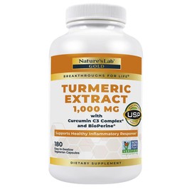 Natures Lab Turmeric Extract 1000mg with Curcumin C3 Complex & BioPerine, 180 Vegetarian Capsules