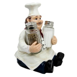 Ebros Italian Head Chef Mario Salt And Pepper Shakers Holder Figurine As Decorative Kitchen Dining Centerpiece Decor For Chefs Cooks Bistro Restaurant Themed Statue (Single)