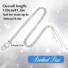 TIESOME Crystal Waist Belt for Women, Adjustable Rhinestone Waist Chain Belt Sparkle O-Ring Waistband Belt for Jeans Dresses