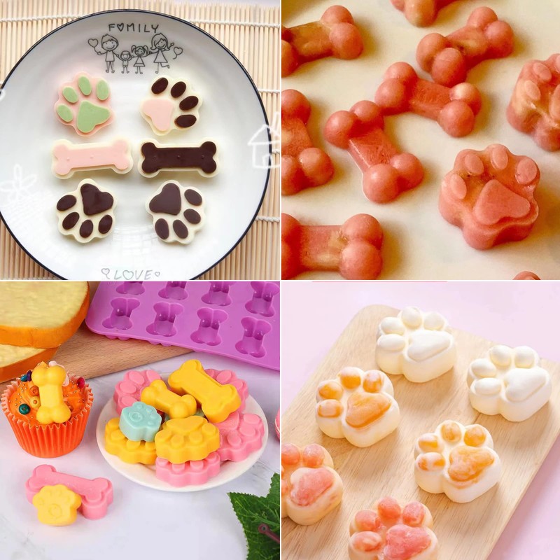 Silicone Molds Puppy Dog Paw and Bone Molds (6 PCS)
