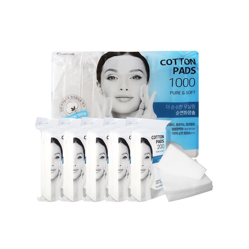 Purer, non-sealable cotton pads 1000P (200PX5) / 더 순수한 무실링