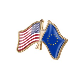 vmcoatdu USA American and European Union EU Friendship Flag Cross Connection Pin Brooch Badge for Hat Cap Clothing Backpack Pin (United States and European Union)