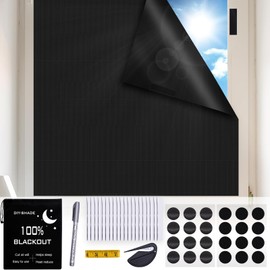 Topways Portable Blackout Blinds, Temporary Blinds Windows Curtains, No Drill Blackout Curtains, Easy Fit Window Cover for Nursery and Travel Bedroom (Pure Black, 300 x 145cm)