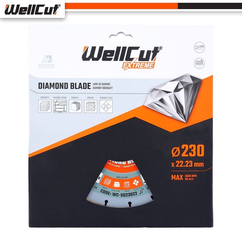 WellCut Diamond Cutting Blades Extreme 22.23mm Bore 115mm, 125mm, 230mm