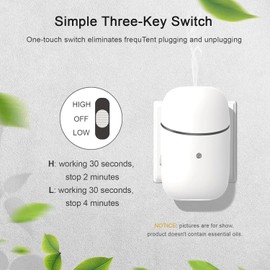 Kuandawei Plug in Waterless Diffuser, Up to 500 Sq. FT Coverage, Essential Oil Diffuser for Home, Office, Hotel, Small Wall Silent & Waterless Oil Diffuser for Scent Air
