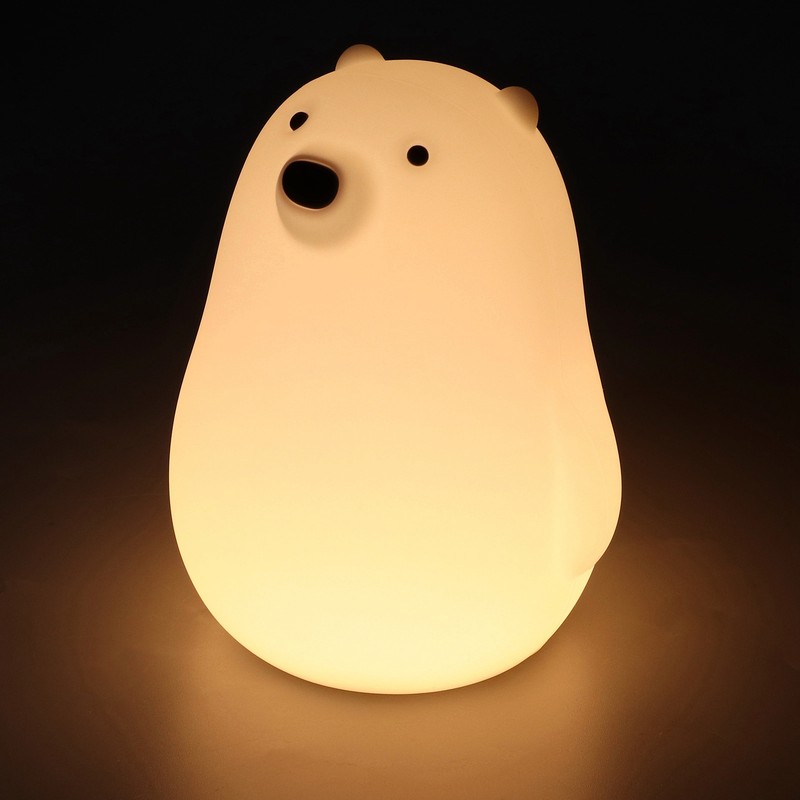 LED Night Light Cartoon White Bear Baby Pat Light USB