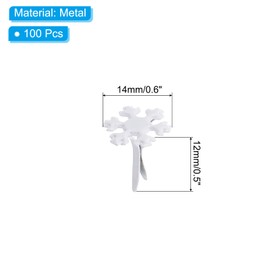 PATIKIL Brads Paper Fasteners, 100 Pcs Mini Metal Snowflake Pastel Brads Round Head Fastener Split Pins for Art Craft Scrapbooking DIY Supplies, White, 0.5"x0.6"