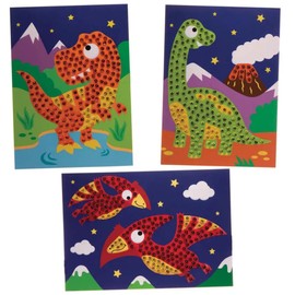 Baker Ross FE115 Dinosaur Sequin Art Kits - Pack of 4, Make Your Own Childrens Art Set, Creative Activities for Kids, Decorate Your Own Arts and Crafts Project