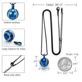 zeqingjw Cremation Jewelry for Ashes Baseball Memorial Urn for Ashes for Human Keepsake Urn Pendant Ashes Necklace for Pet Human