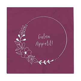 Grafik Werkstatt Napkins with Saying, Pack of 20, 12.5 x 12.5 cm, Purple, Good Appetit