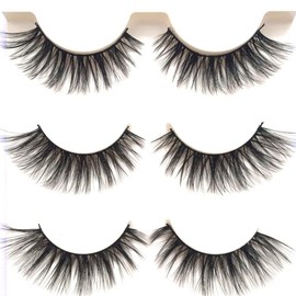Imported Fiber 3D Mink False Eye lashes Handmade Reusable Long Cross Makeup Natural 3D Fake Thick Black EyeLashes 3 Pairs(3D-01)