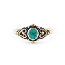 Windalf Elben Turquoise Ring EVIE 8mm Bohemia Medieval Jewellery Bronze, Fabric jewellery bag, Turquoise