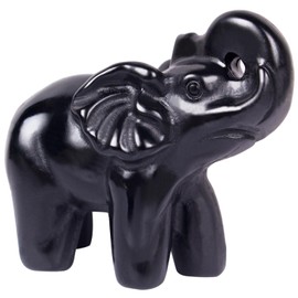 Hguxmcu 2 Inch Black Obsidian Crystal Elephant Sculpture Handcrafted Healing Stone Animal Figurine Spiritual Home Decor Lucky Charm Gift for Wealth Success Positive Energy and Meditation Lovers