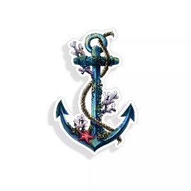 Reel Sticky Anchor Sticker Beach Ocean Sea Coral Cup Laptop Car Vehicle Window Bumper Decal