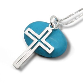 Sterling Silver Cross Necklace for Women - Minimalist Open Design - Handmade 925 Christian Pendant - Satin Matte Finish (18 inch)