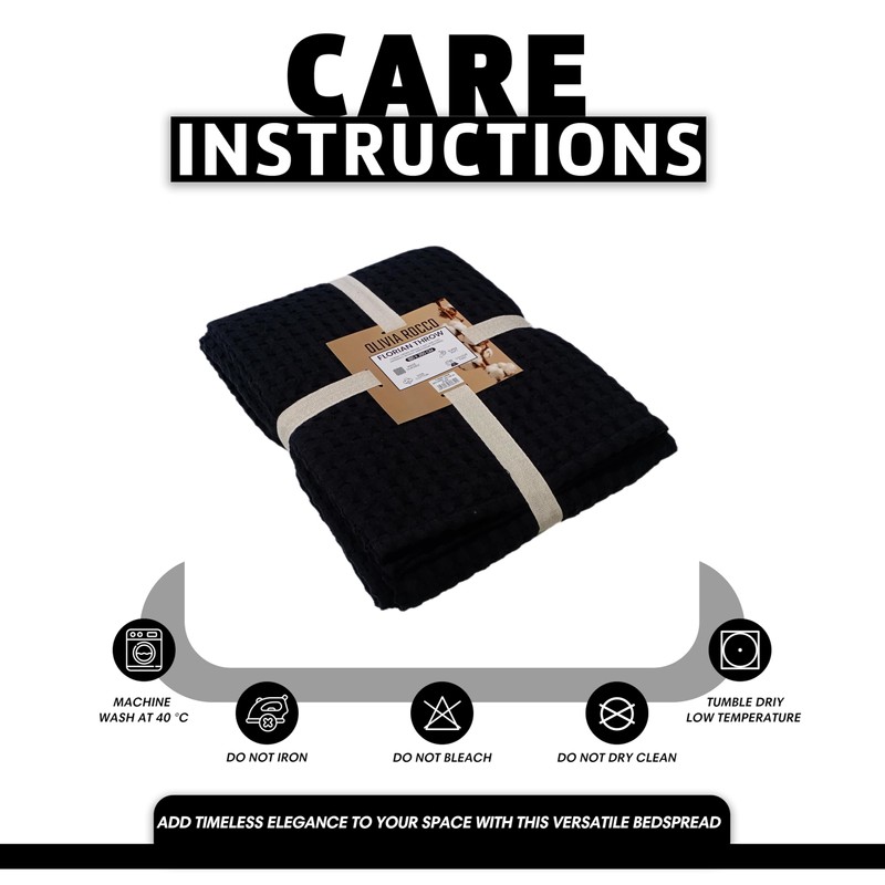 Olivia Rocco Florian Throw Blanket 100% Cotton Checked Design Bedspread