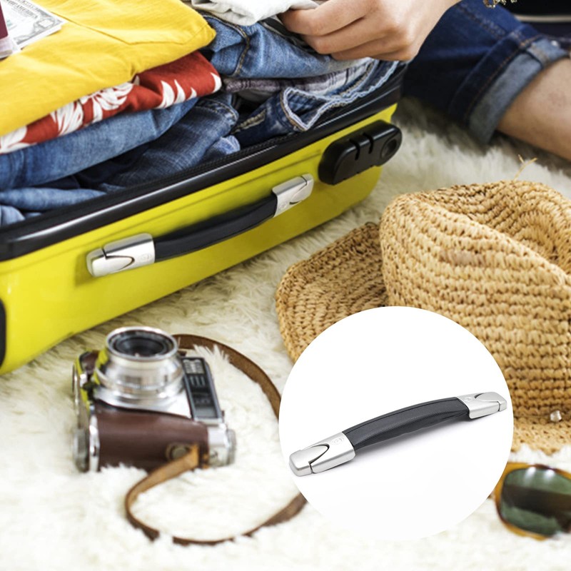 2 Pcs Luggage Handle Replacement 23cm Black Long Strap Grip