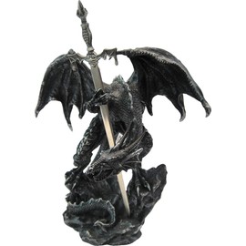 Nemesis Now Black Dragon Sword 22.5cm Letter Opener, Resin