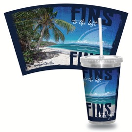 Rico Industries Margaritaville Fins 16oz Clear Tumbler W/Straw - Team Colored Travel Tumbler for Margaritaville - Keeps Drinks Cold or Hot