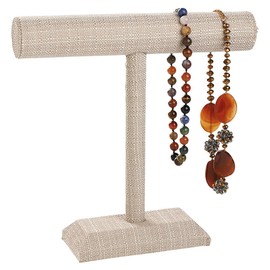 SSWBasics Medium T-Bar Jewelry Stand - Linen Jewelry Display for Bracelets and Necklaces - Elegant Bracelet T-Bar Display - RTA Design for Organized Presentation
