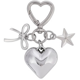 Rikhiua Bow Keychain Bow Bag Charm Heart Star Charm Y2K Keychain for Women Bag Purse (Silver B)