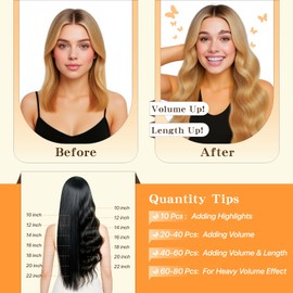 tesshair Tape in Hair Extensions Human Hair Thin Type 10 Pcs Invisible Skin Weft Remy Real Hair Extension Tapes Natural Tape Extensions for Women Girls(Ash Blonde & Bleach Blonde, 15g) - 20Inch