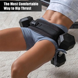 Exercise Hip Thrust Belt - Hip Thrust Belt for Weights, Dumbbells & Kettlebells for Gym or Home Workouts - Fully Adjustable Hip Thrust Belt for Dumbbells - Booty Builder, Glute Workout Equipment
