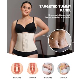 Lover-Beauty Waist Trainer for Women Latex Corsets Waist Cincher Workout Girdle Hourglass Body Shaper (3X-Large, Beige)