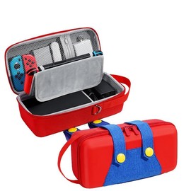 Jemdofun Jemdo Switch Travel Case Compatible with Switch OLED & Switch Carrying Case, Upgraded for Dock or Pro Controller Storage, Includes 2 Thumb Grips - Color: Switch hard case Mario