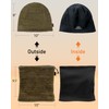Winter Mens Beanie Hat Scarf Warm Fleece Lined Windproof Knit