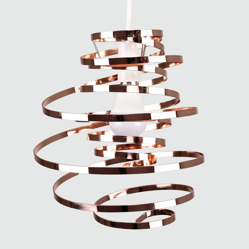MiniSun | Contemporary Copper Metal Double Ribbon Spiral Ceiling Light