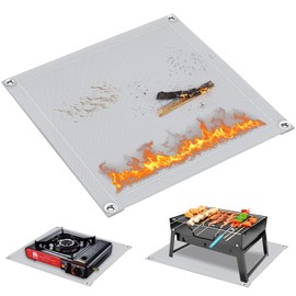 Pawfly Grill Mats for Outdoor Grill, 47cm x 47 cm Fireproof Grill Mat, Heat-Resistant Fire Pit Pad for BBQ Fireplace Stove, Waterproof Barbecue Protector for Outside Lawns Decks and Patios