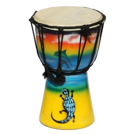 Wogeka - 20 cm Djembe - Bongo with Airbrush Painting Dolphin Gecko as a Gift Idea Africa Style Drum Drum 03