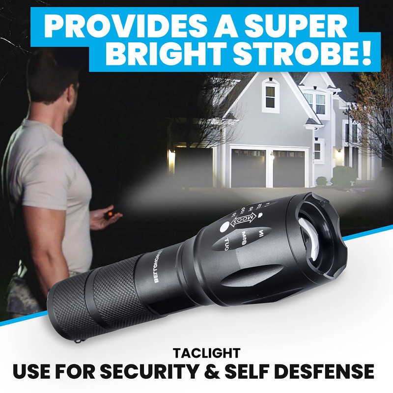 TacLight 3 Pk Tactical Flashlights High Lumens 40x Brighter than
