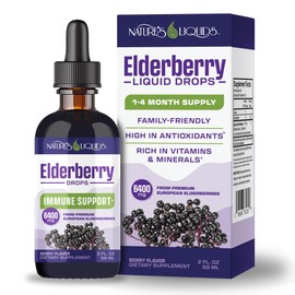 Nature's Liquids Organic Elderberry Syrup Sugar Free | Immune Support for Kids and Adults | 1 Serving Equals 60 Elderberries (2 Fl Oz)