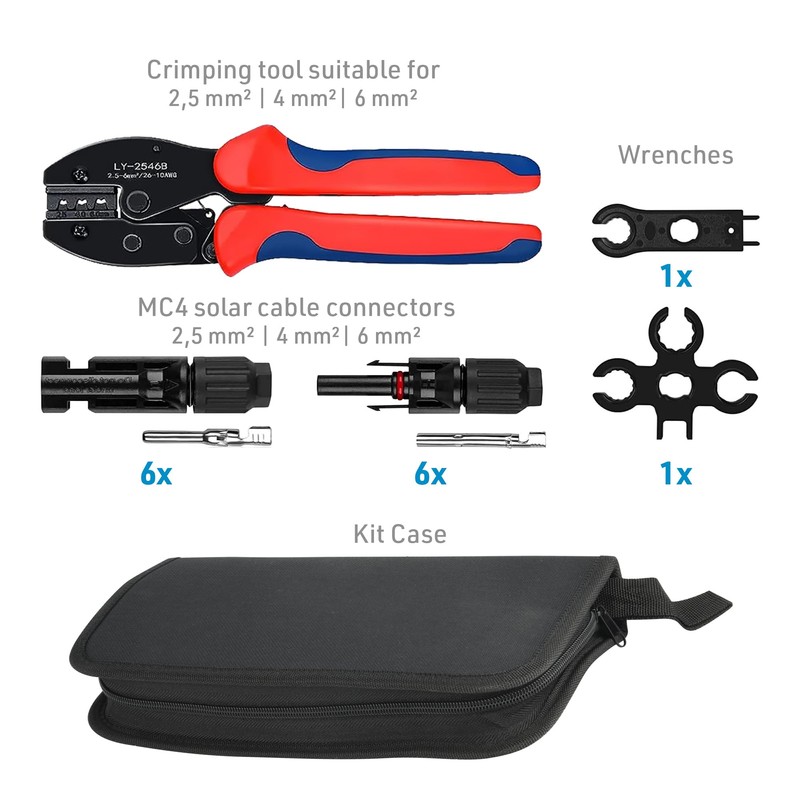 Electraline 59232 PV Panel Clamp and Connector Kit, Solar Crimping