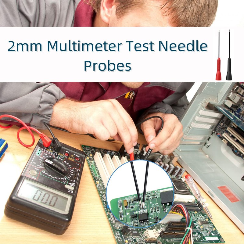 4 Pack 2mm Extended Needle Test Probes, 600V/10A Non-Destructive Multimeter