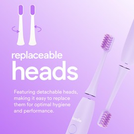 HISMILE Electric Toothbrush, 3 Brushing Modes, Smart Timer, Rechargeable, Soft-Tapered Bristles, Mode Memory (Purple)