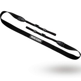 Ricoh NECK STRAP O-ST174 Black Ricoh 2-Point Hanging Neck Strap, Total Length of Strap 66.9 inches (170 cm), Strap Body Width: 0.8 inches (2 cm), Tip Belt Width: 0.3 inches (7 mm), Weight: Approx. 0.6