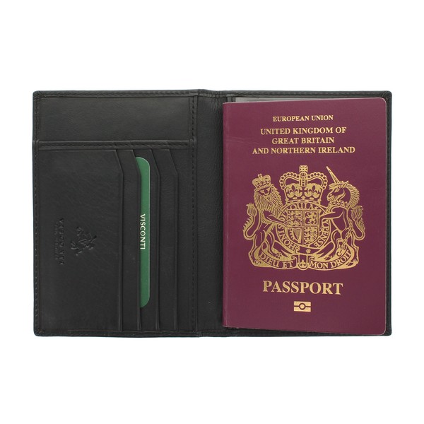 VISCONTI Polo Collection Leather Passport Holder RFID Blocking 2201 Black