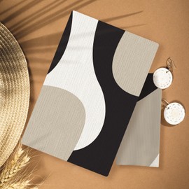 HUGANE Abstract Boho Black White and Beige Kitchen Towels, Minimalist Boho Neutral Hand Towels for Bathroom Gym Spa, Mid Century Modern Contemporary Towels for Kitchen, 16x24 Inch Set of 2 （Color-5）