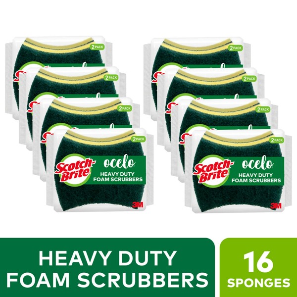 Scotch-Brite Ocelo Heavy Duty Foam Scrubber, 16 Count