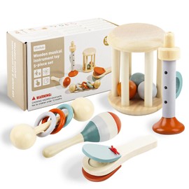 Gxhong Montessori Children's Wooden Musical Toy, Children's Musical Instruments Wooden Instruments, Baby Musical Instruments, Children's Percussion Set Early Childhood for Boys Girls Baby Birthday