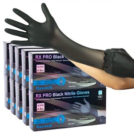Latex Free Disposable Black Gloves Large | 4.5 Mil Black Nitrile Gloves | 1000 Count Non Latex Gloves, Powder Free | Food Grade & Safe | Medical, Lab, Kitchen, Mechanic, Cleaning, & Tattoo Gloves